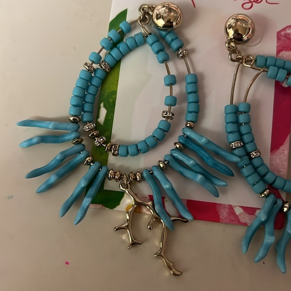 Lilly Pulitzer light aqua Island Calypso beaded earrings new with tags - Picture 4 of 5